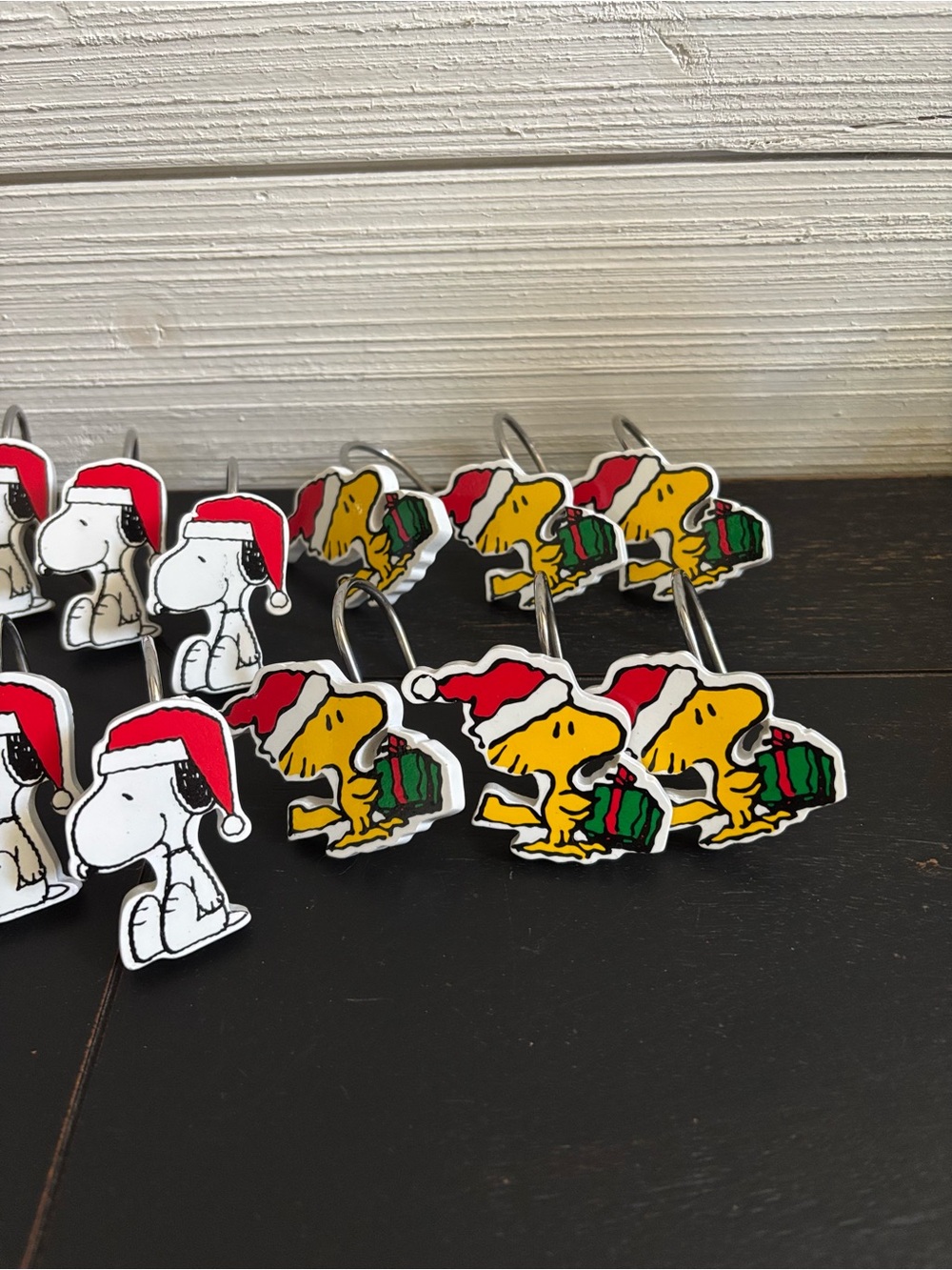 Peanuts Snoopy & Woodstock Christmas Holiday Shower Curtain Hooks Set Of 12 - Picture 5 of 8